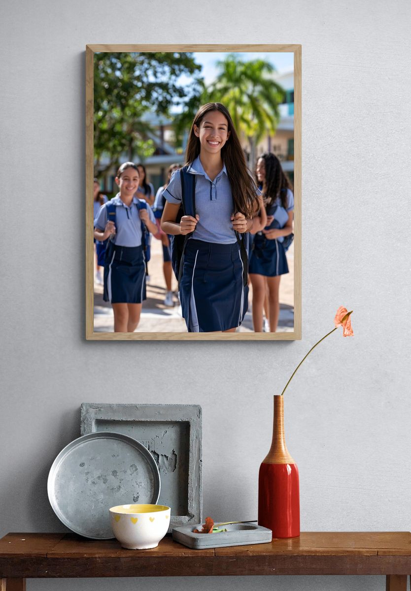 Schoolgirls in Sunshine Photography Poster. — room view 3