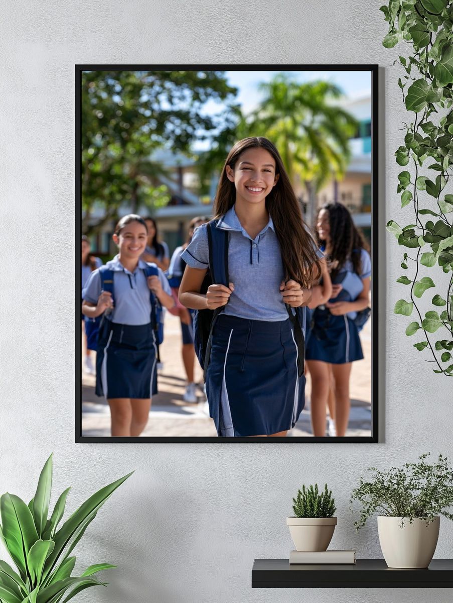 Schoolgirls in Sunshine Photography Poster. — room view 4