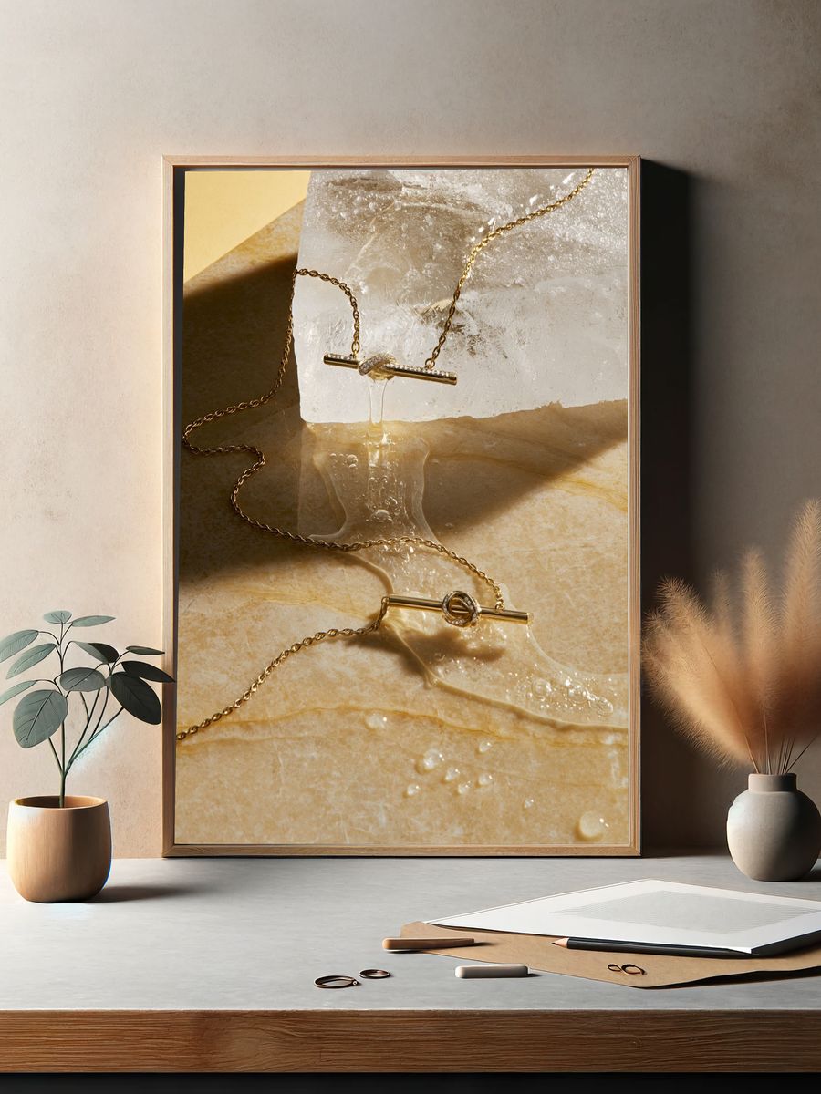 Golden Jewelry Still Life Poster. — room view 2