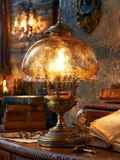 Antique Brass Lamp Still Life Poster. poster
