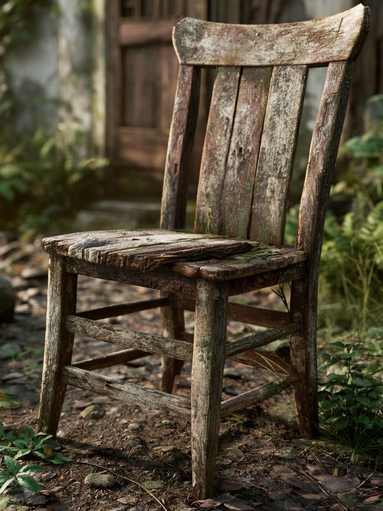 Rustic Wooden Chair Photography Poster. poster detail