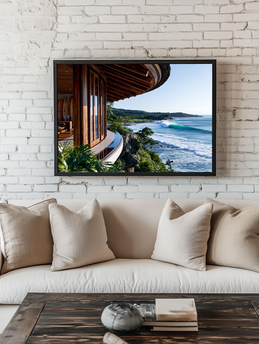 Tropical Ocean Cliffside Photography Poster. room preview