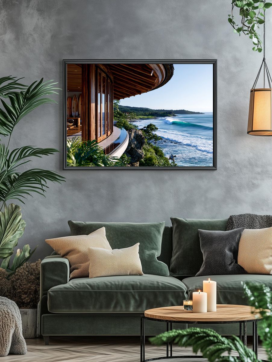 Tropical Ocean Cliffside Photography Poster. — room view 4