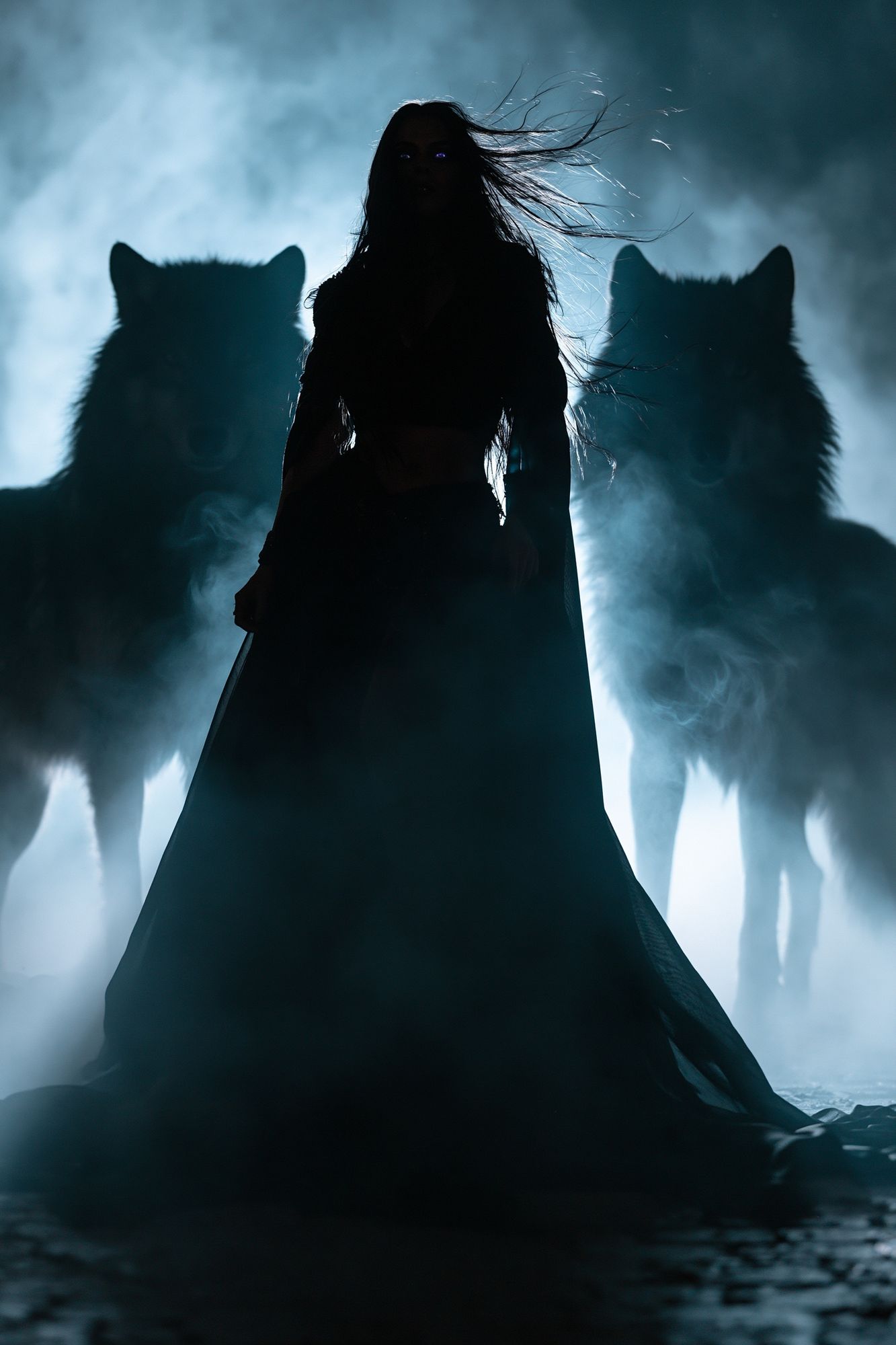 Dark Wolf Silhouette Horror Poster. poster detail
