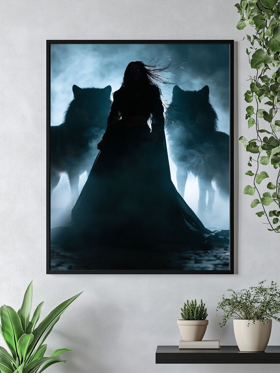Dark Wolf Silhouette Horror Poster. — room view 4