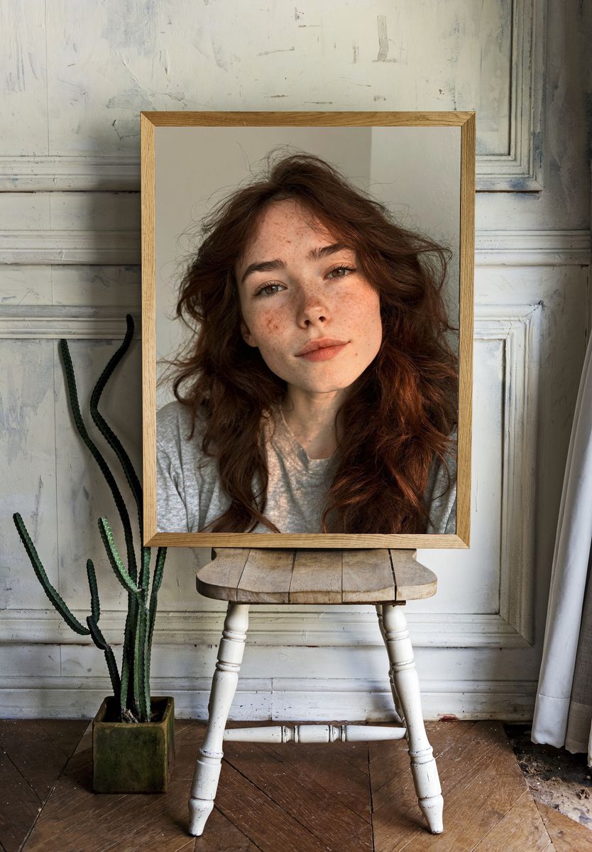Freckled Portrait Photography Poster. — room view 1