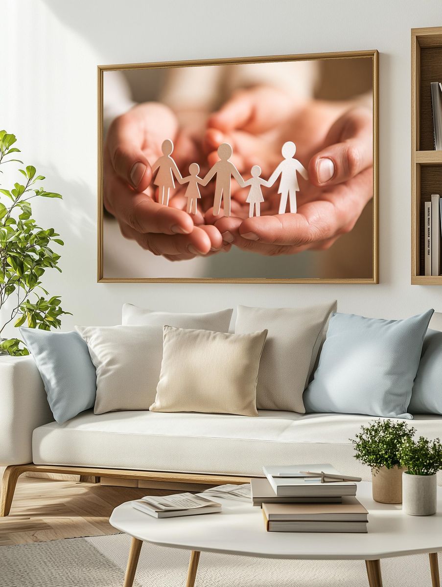 Hands Holding Family Paper Cutout Poster. — room view 2