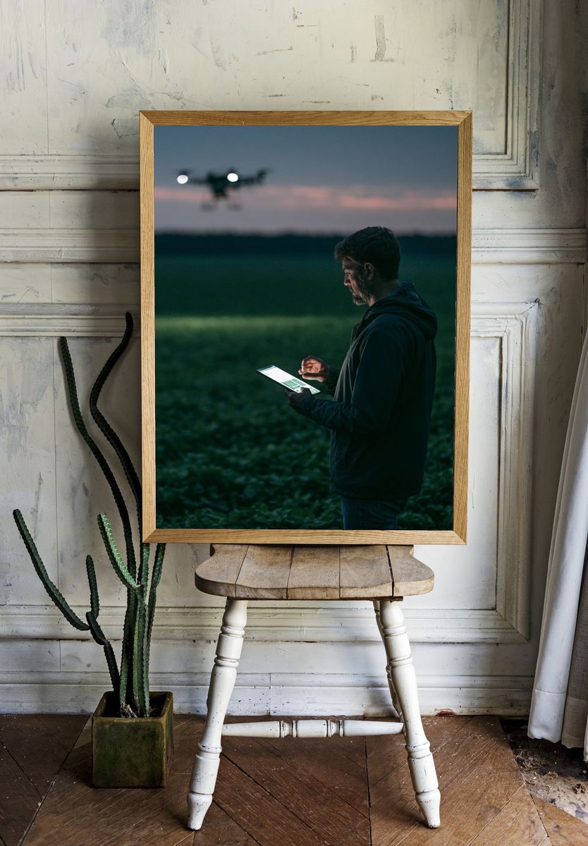 Drone Operator at Dusk Photography Poster. room preview