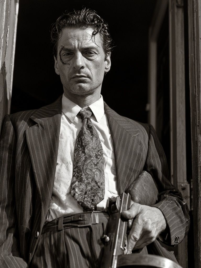 Gangster Portrait Black-White Poster. poster detail