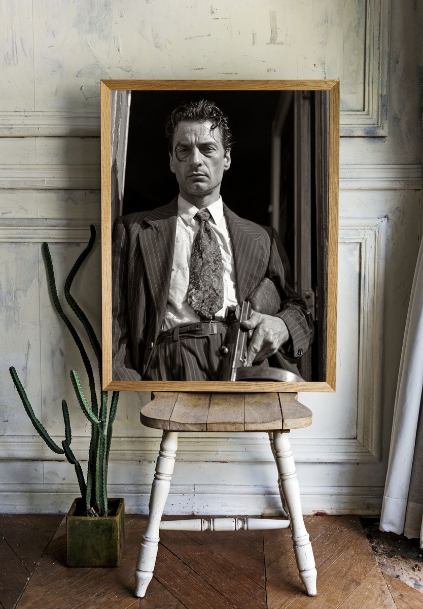 Gangster Portrait Black-White Poster. — room view 1
