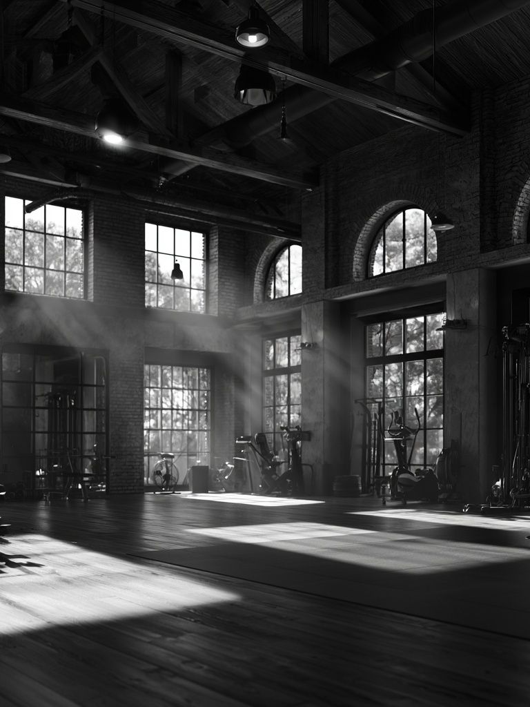 Industrial Gym Interior Photography Poster. poster detail