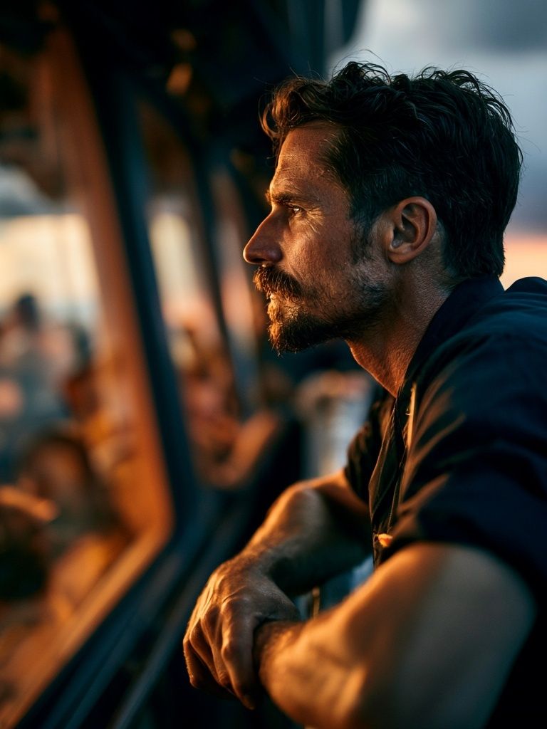 Cinematic Man at Sunset Poster. poster — photography art