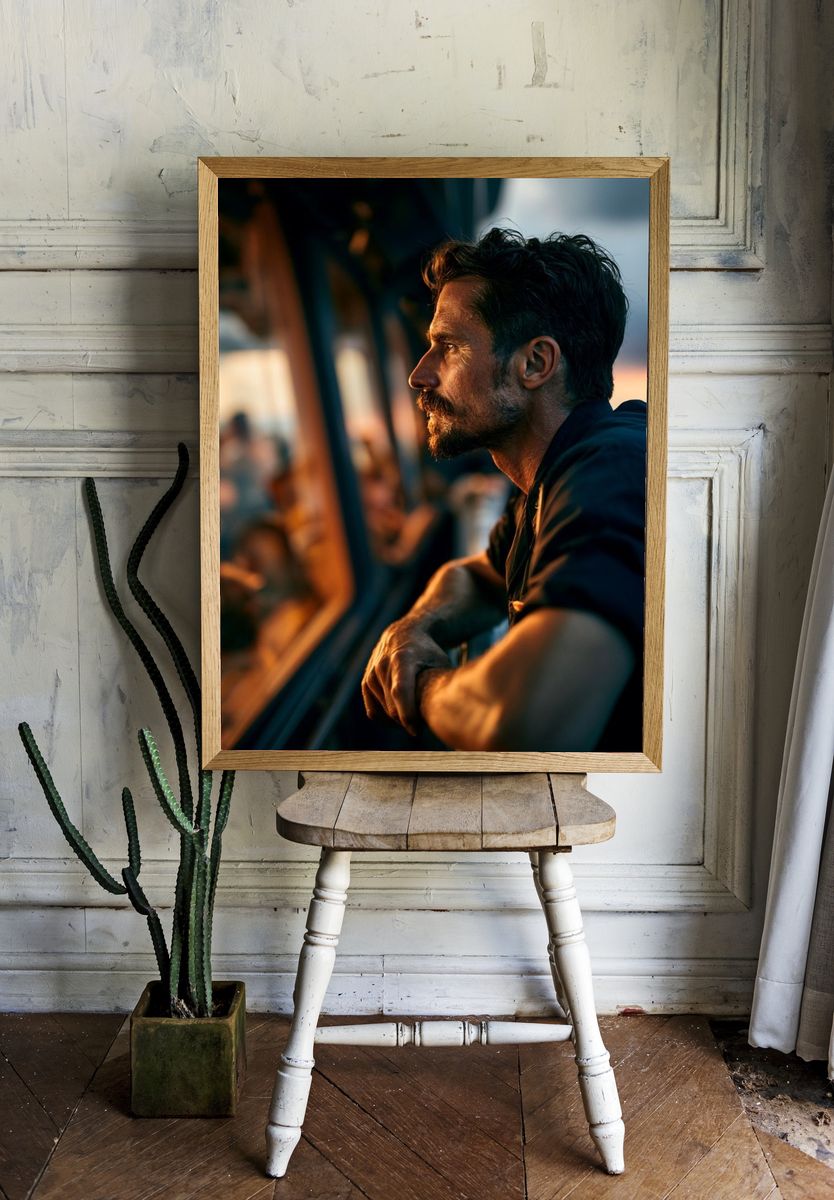 Cinematic Man at Sunset Poster. — room view 1