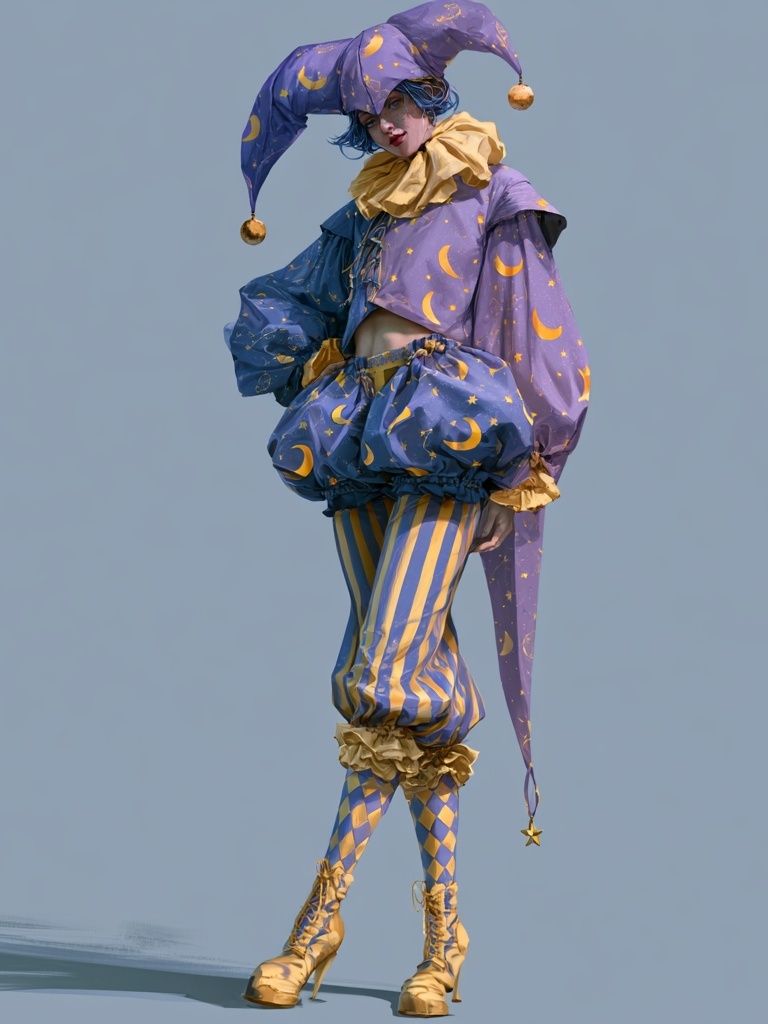 Whimsical Jester Fashion Poster. poster detail