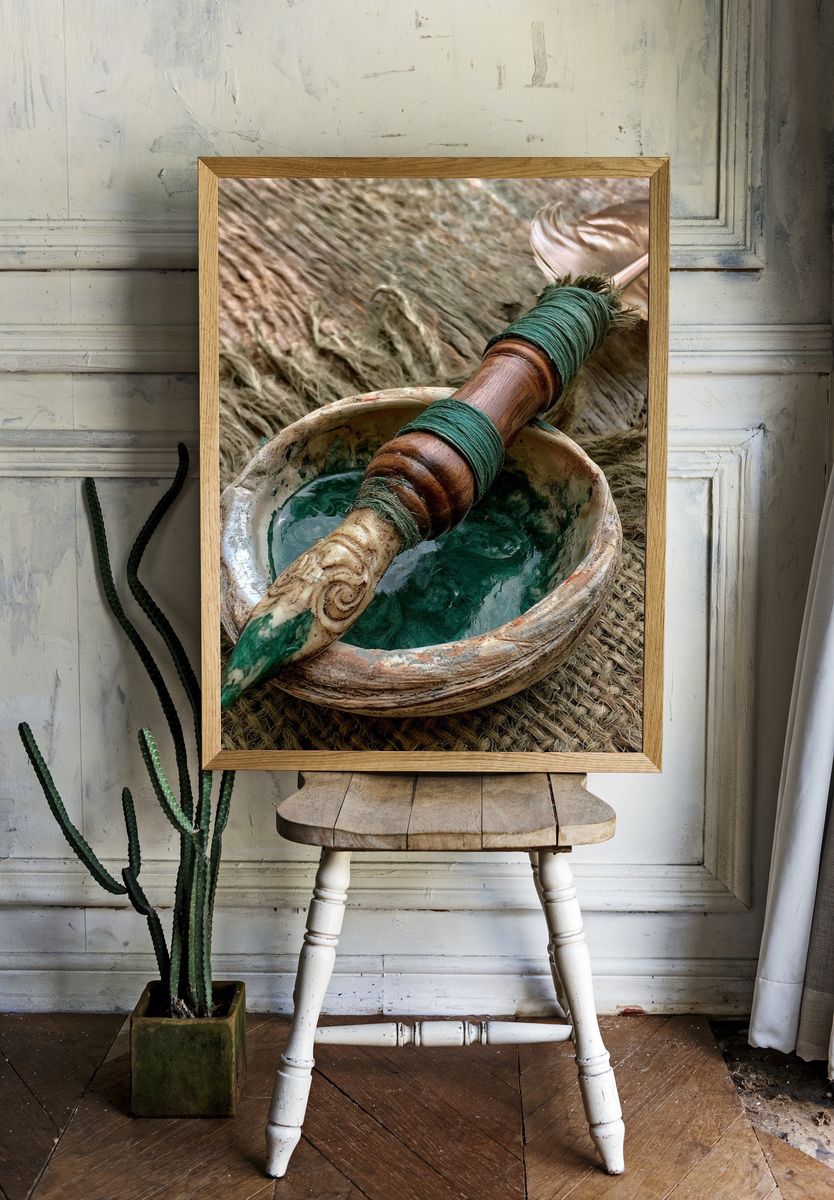 Ceremonial Feather and Bowl Photography Poster. — room view 1