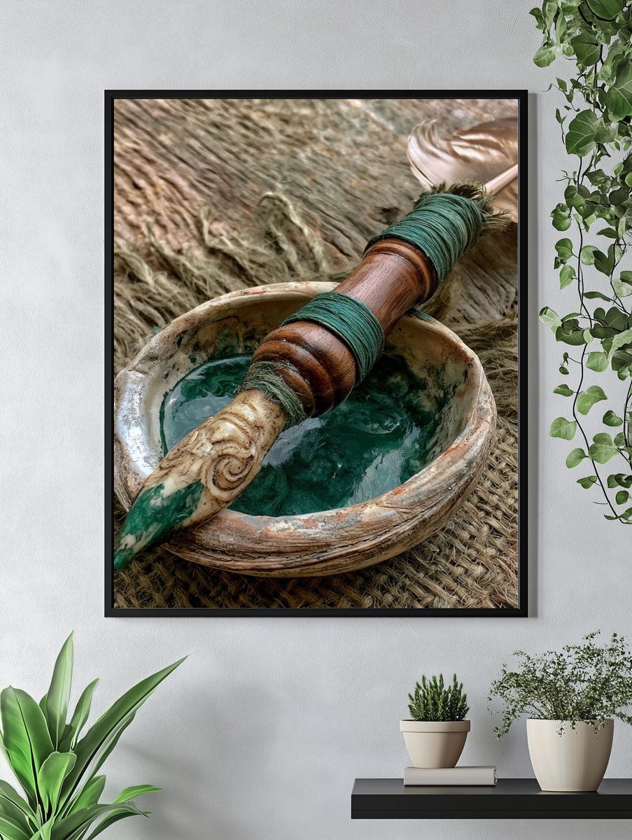 Ceremonial Feather and Bowl Photography Poster. — room view 4