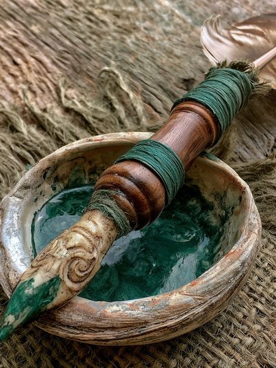 Ceremonial Feather and Bowl Photography Poster.