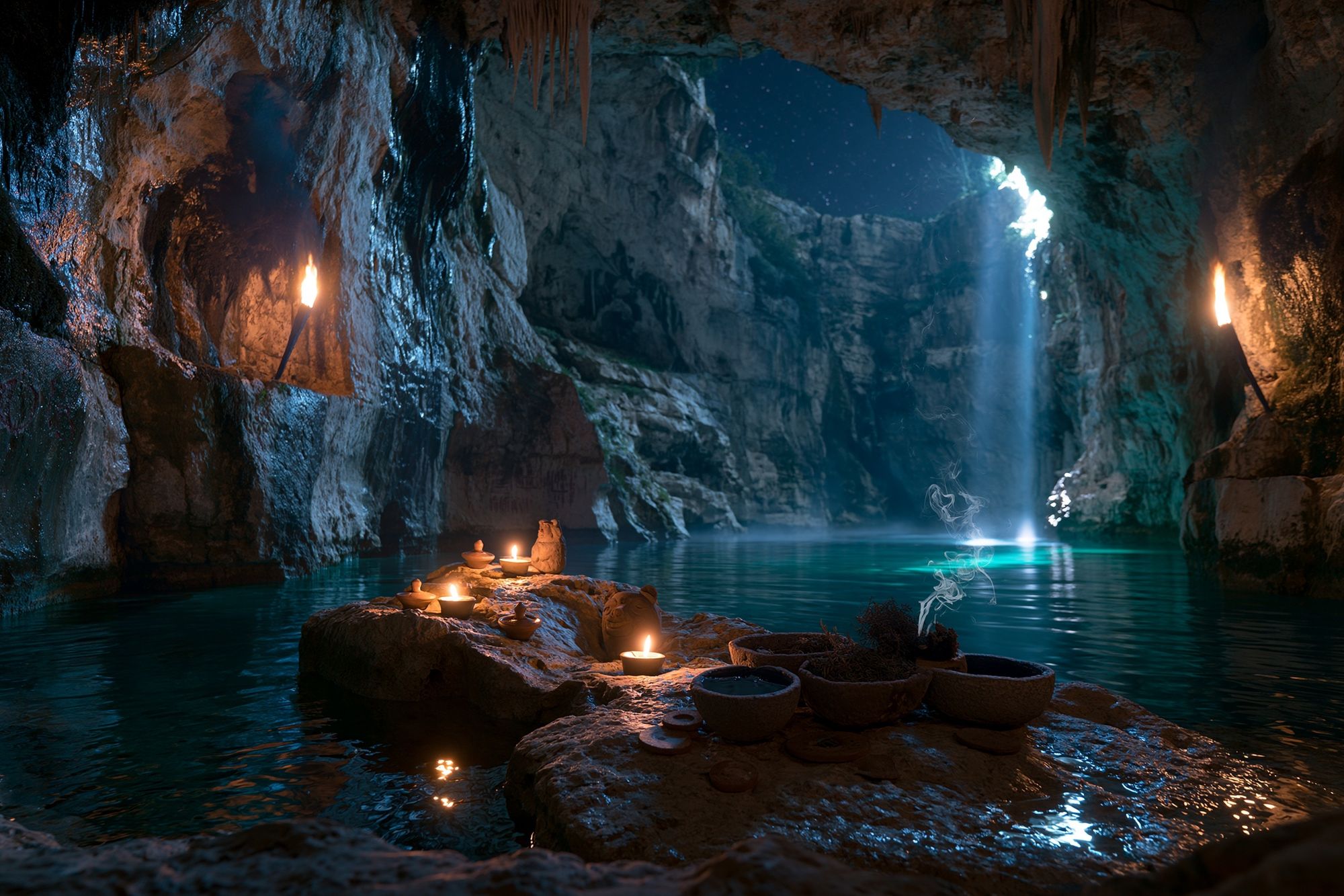 Mystic Cave Lagoon Photography Poster. poster detail