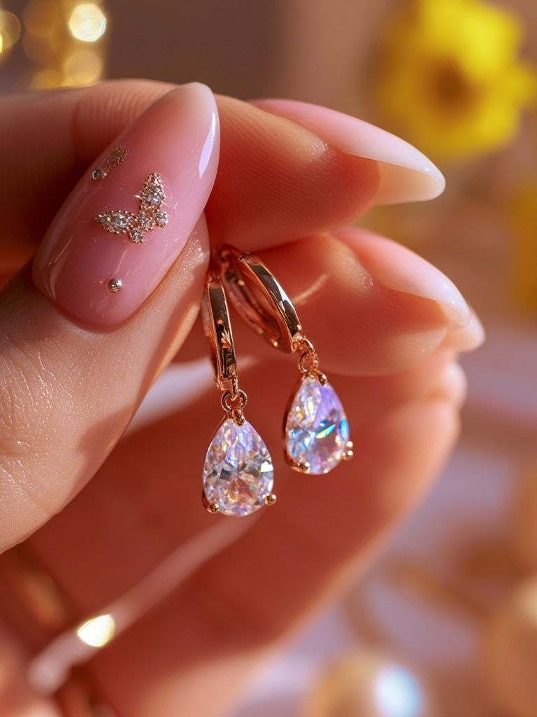 Crystal Drop Earrings Photography Poster. poster detail