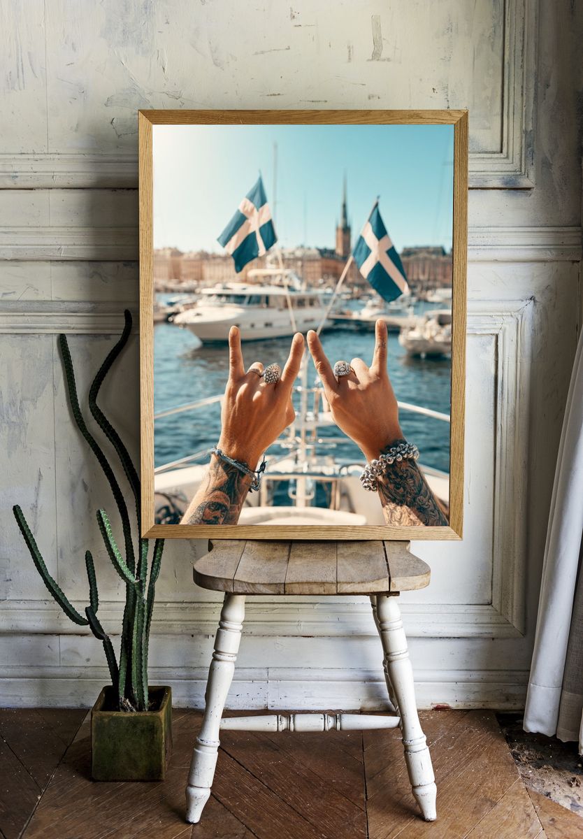 Stockholm Harbor Yacht Photography Poster. — room view 1