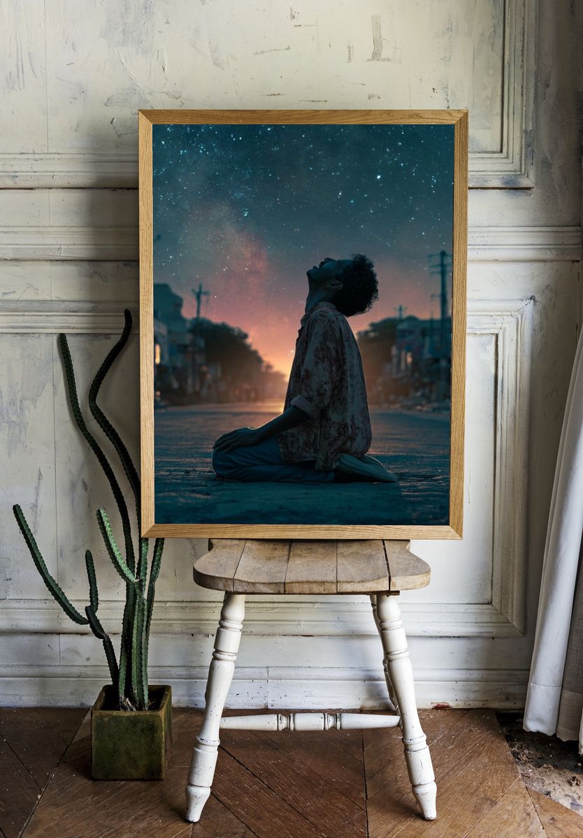 Stargazing Street Silhouette Poster. room preview