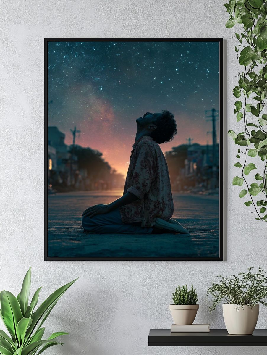 Stargazing Street Silhouette Poster. — room view 4