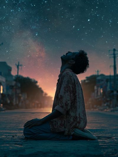 Stargazing Street Silhouette Poster.
