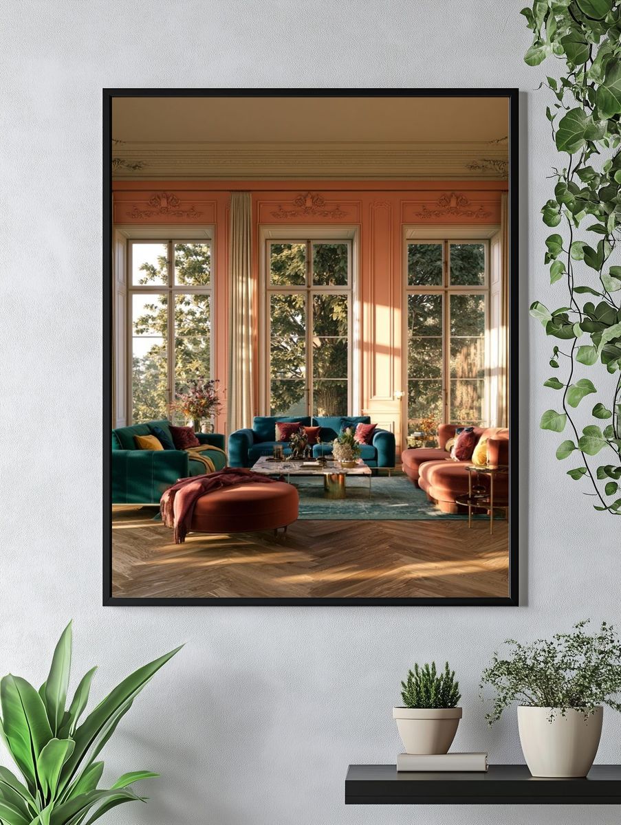 Sunlit Parisian Salon Photography Poster. — room view 4