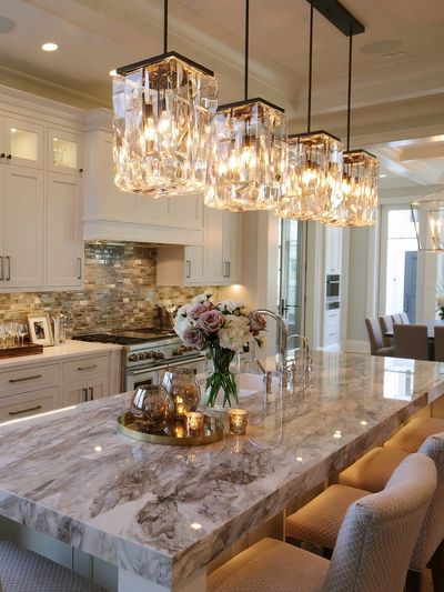 Luxury Marble Kitchen Interior Photography Poster. poster