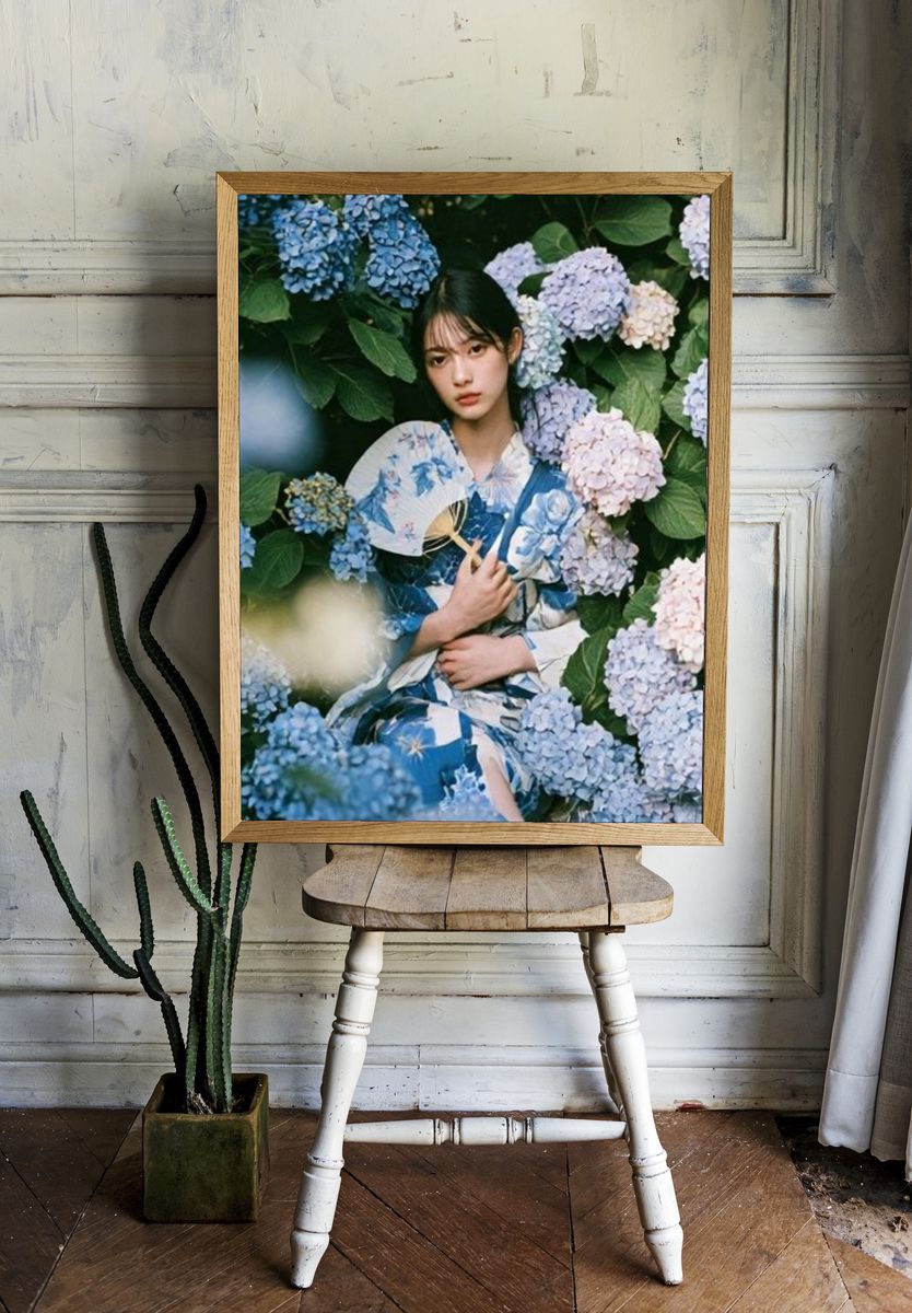 Hydrangea Portrait Photography Poster. — room view 1