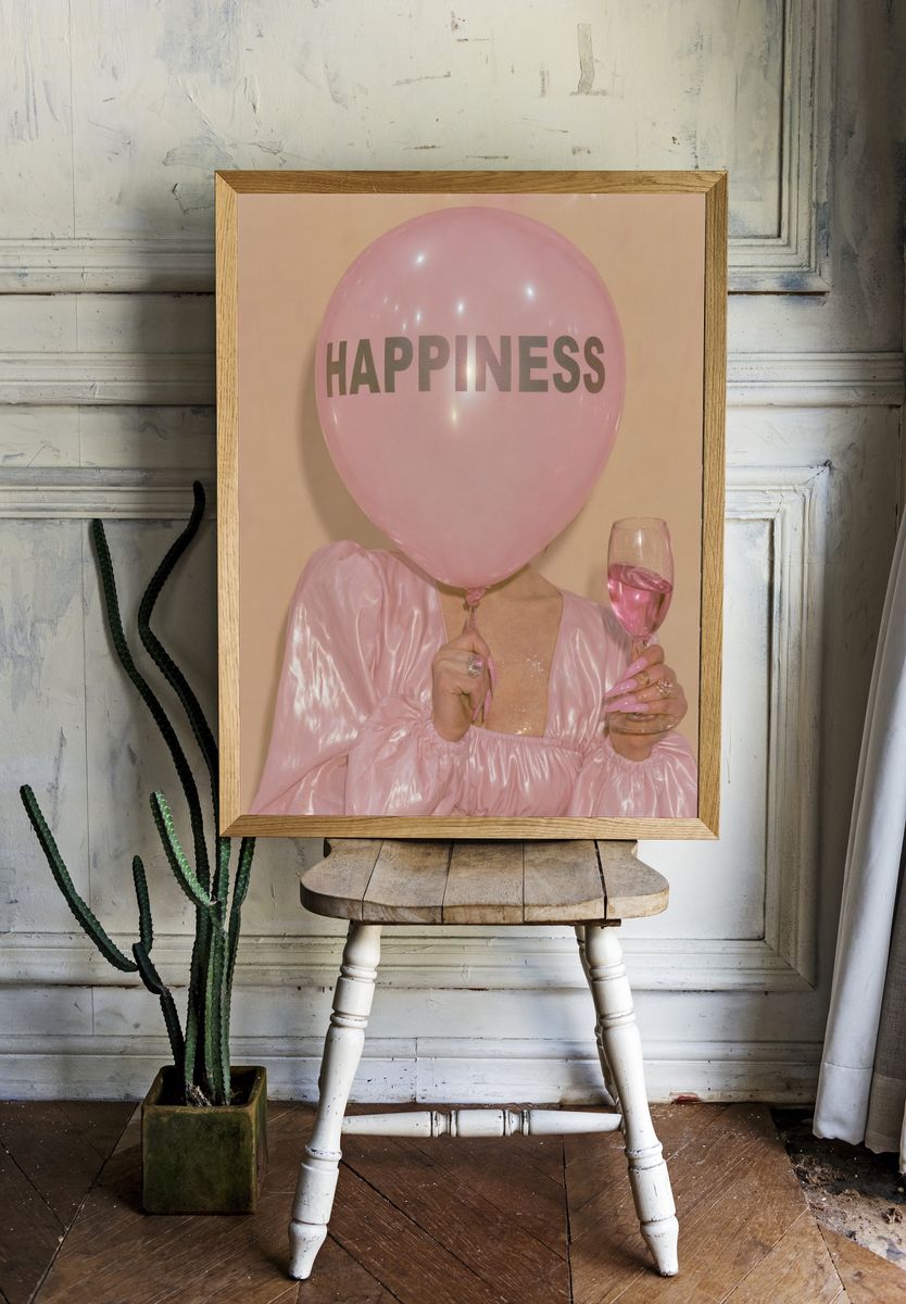 Happiness Balloon Portrait Print. room preview
