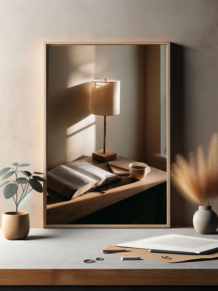 Cozy Reading Nook Photography Poster. — room view 2