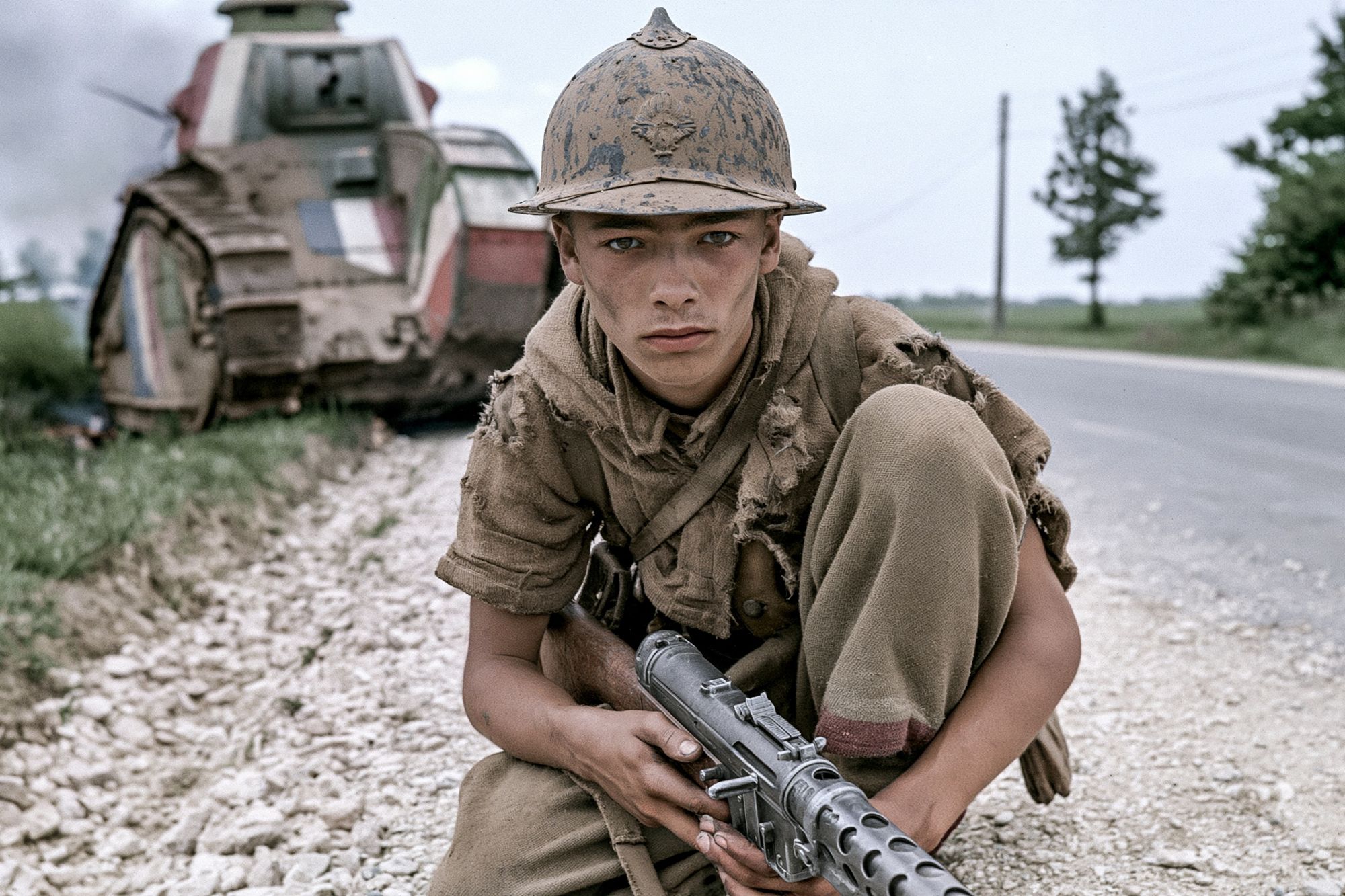 Soldier on Road Photography Poster. poster detail