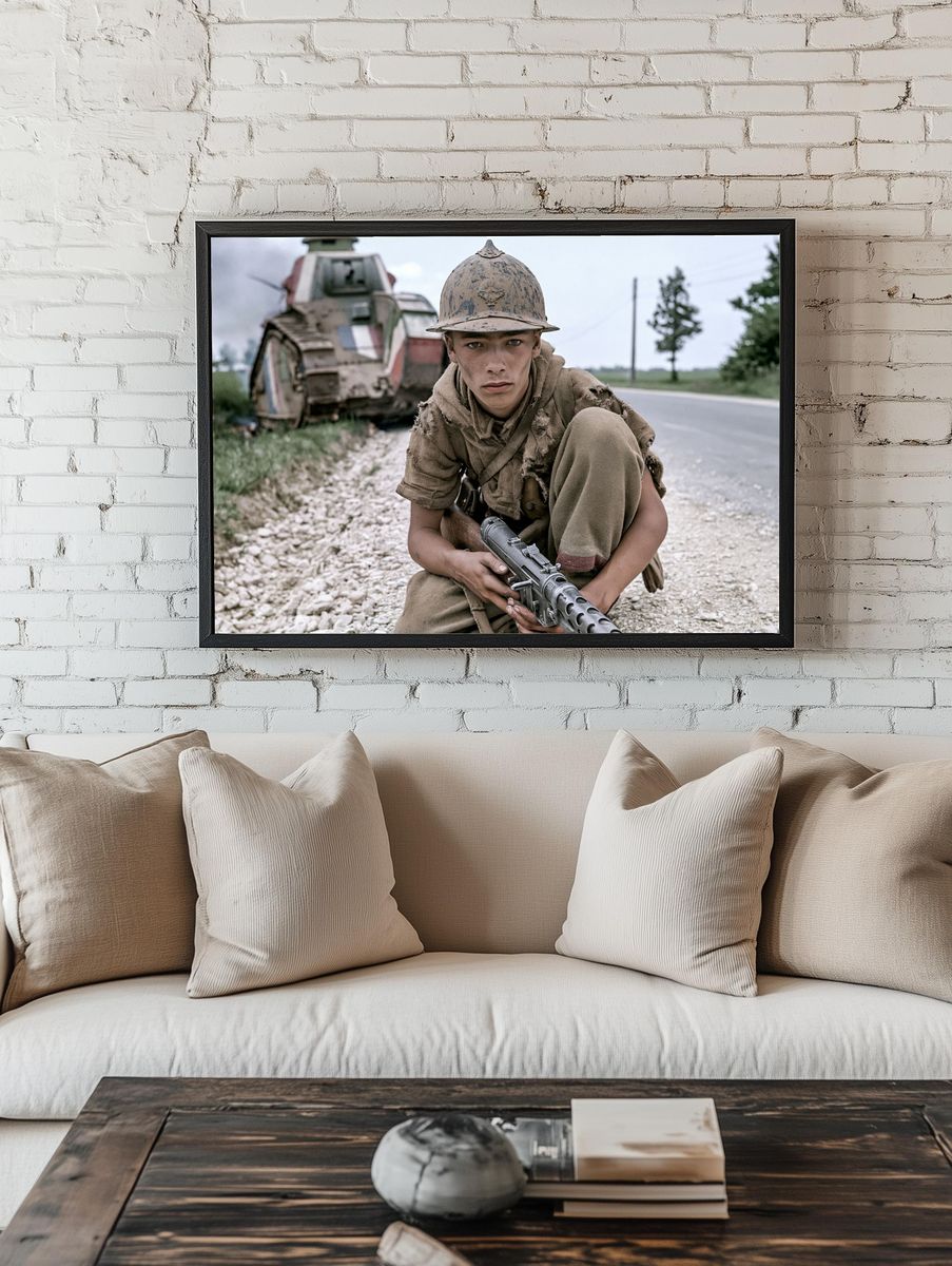 Soldier on Road Photography Poster. — room view 1
