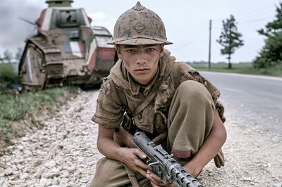 Soldier on Road Photography Poster. poster print