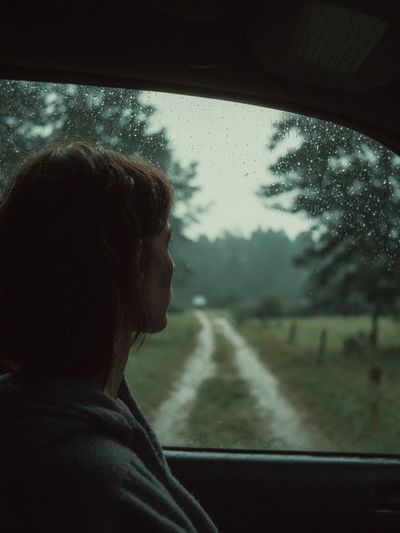 Rainy Car Window Portrait Print. poster print