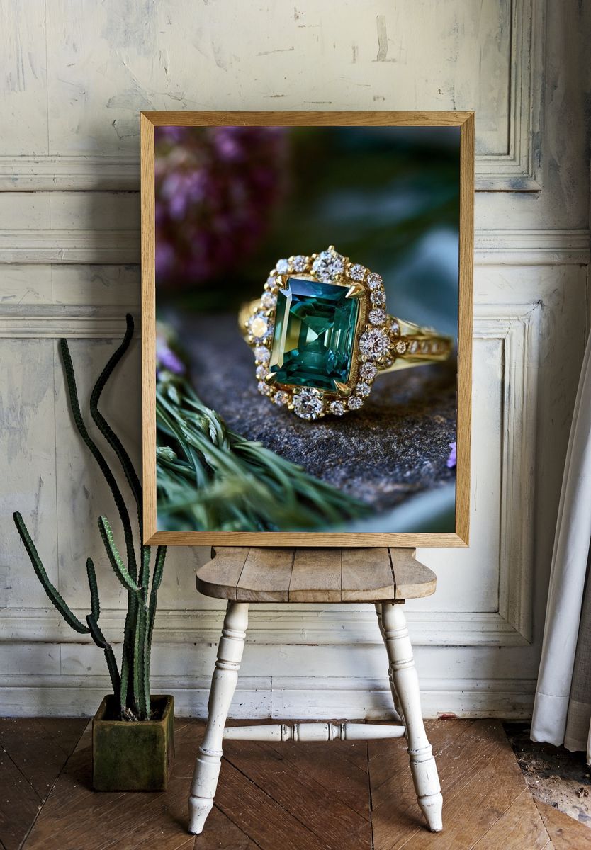 Emerald Halo Ring Photography Poster. room preview