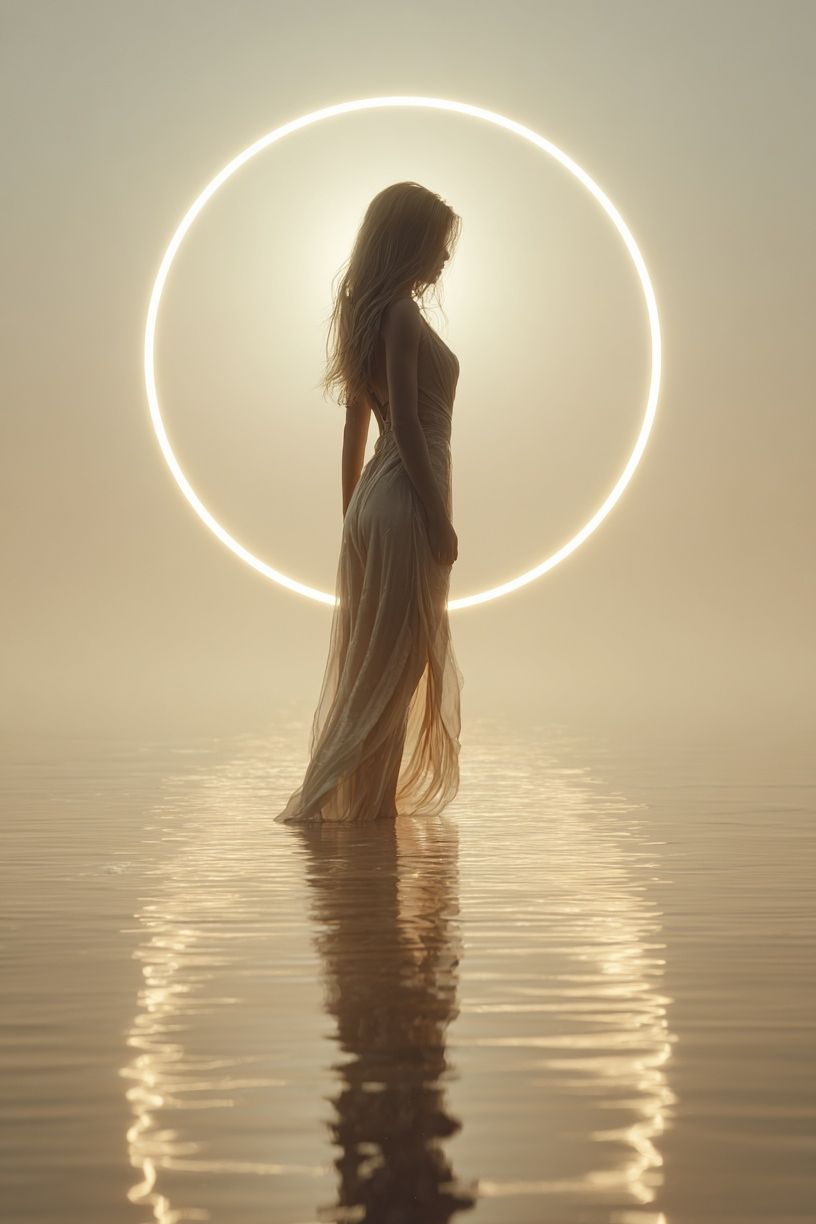 Ethereal Silhouette in Golden Light Poster. poster detail