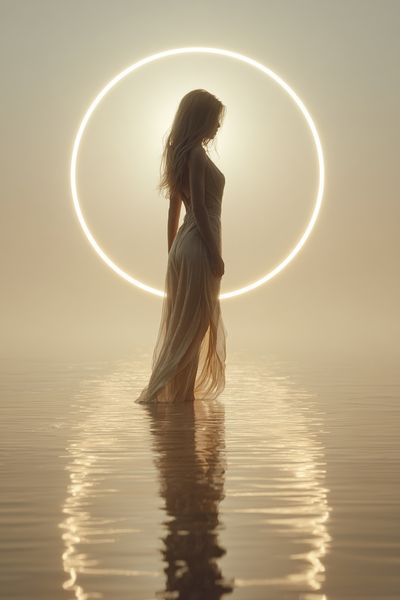 Ethereal Silhouette in Golden Light Poster. poster print