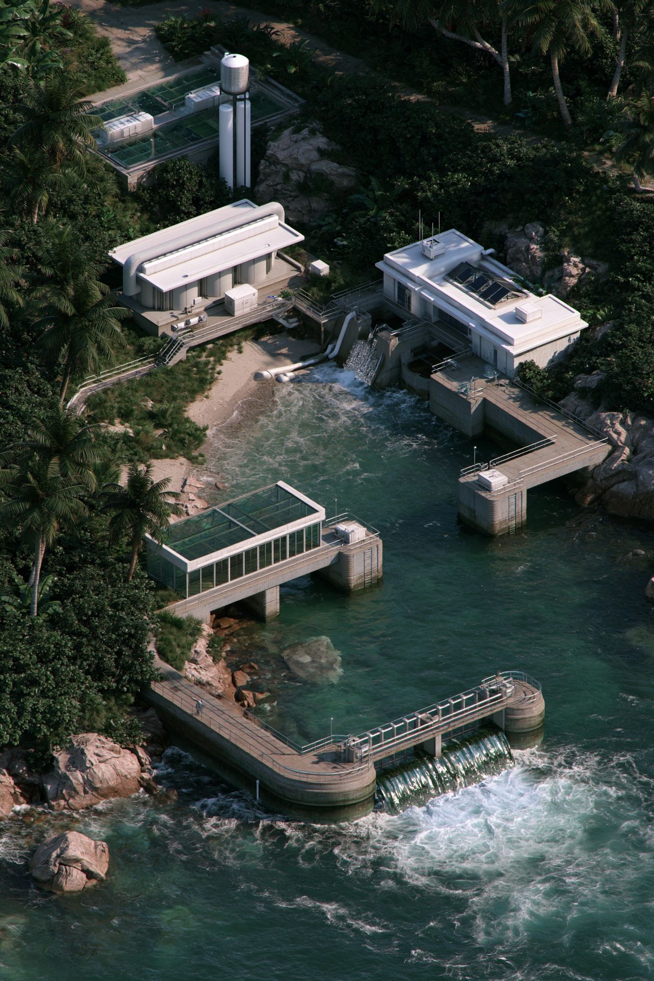 Tropical Coastal Power Station Photography Poster. poster detail