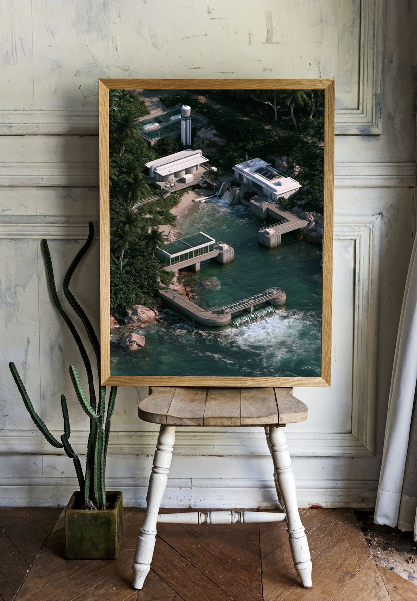Tropical Coastal Power Station Photography Poster. — room view 1