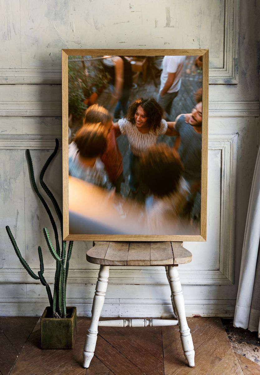 Joyful Friends Gathering Photography Poster. room preview