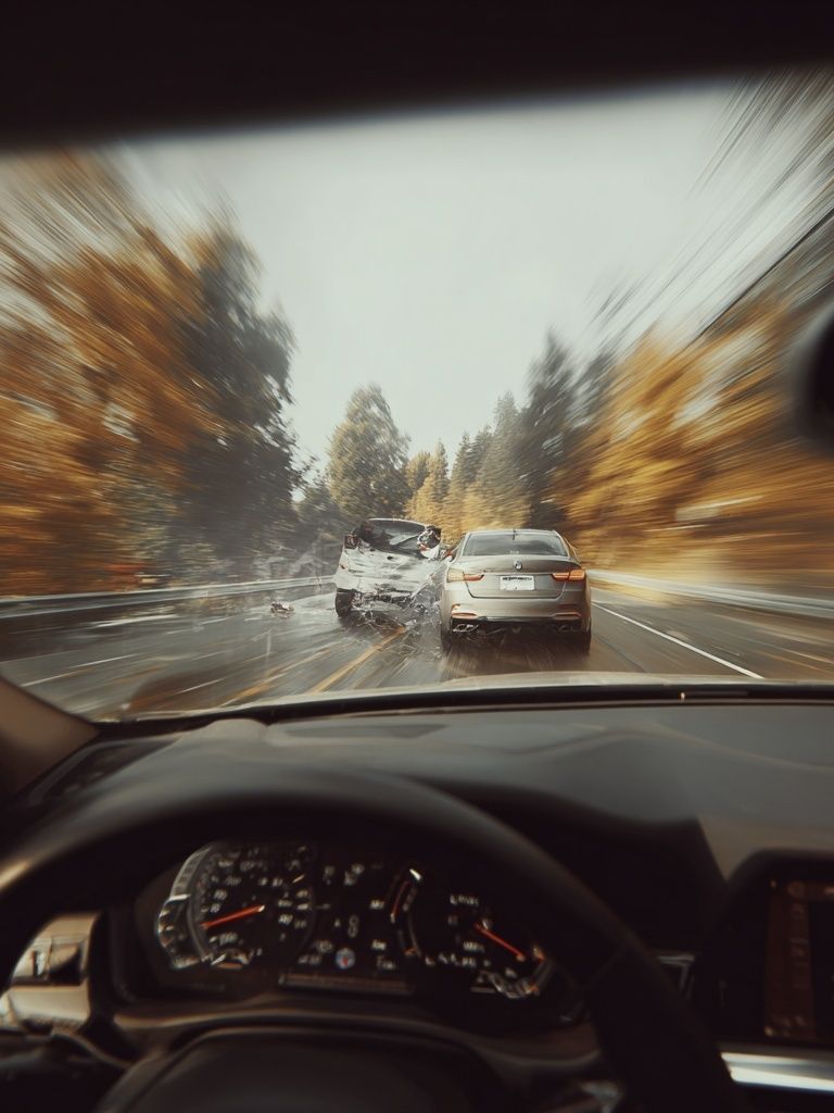 Autumn Highway Chase Photography Poster. poster — photography art