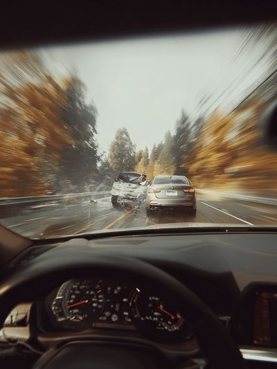 Autumn Highway Chase Photography Poster. poster