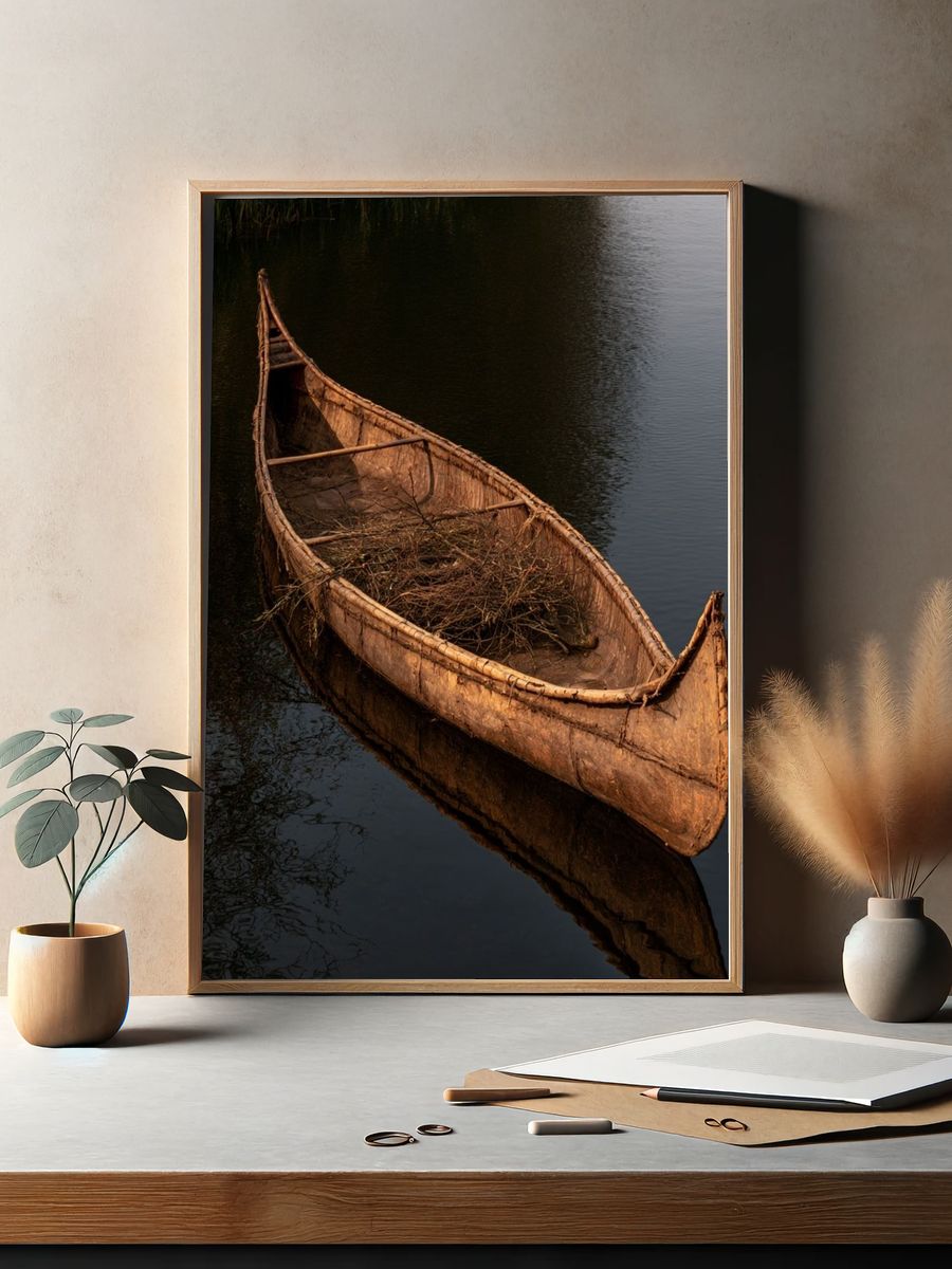 Canoe on Still Water Poster. — room view 2