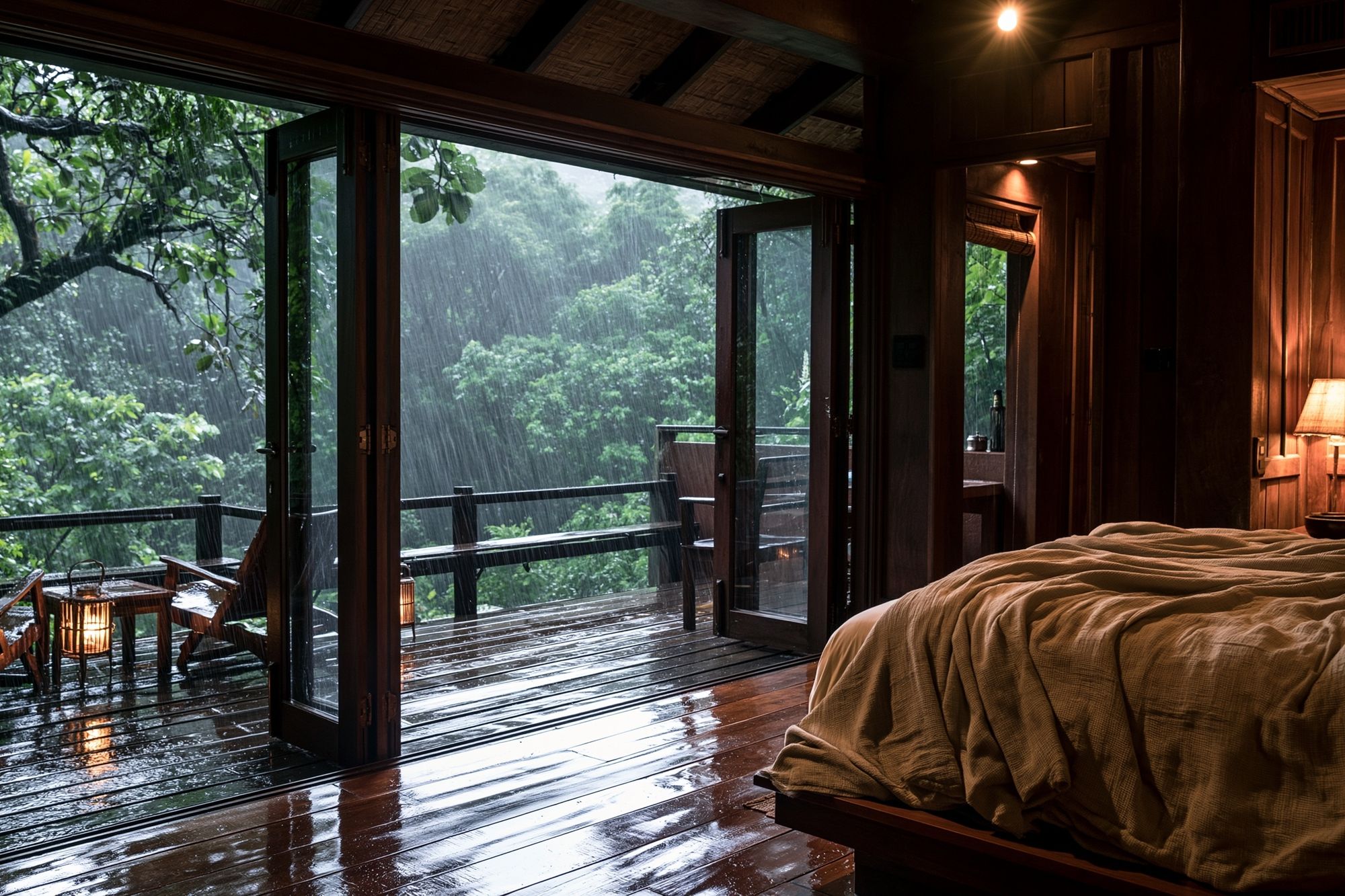 Rainy Jungle Cabin Photography Poster. poster — photography art