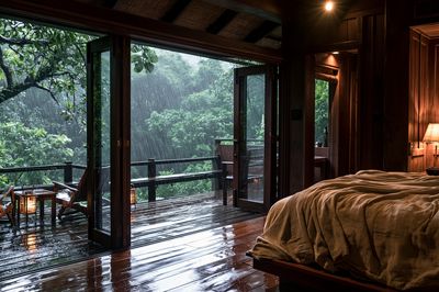 Rainy Jungle Cabin Photography Poster. poster