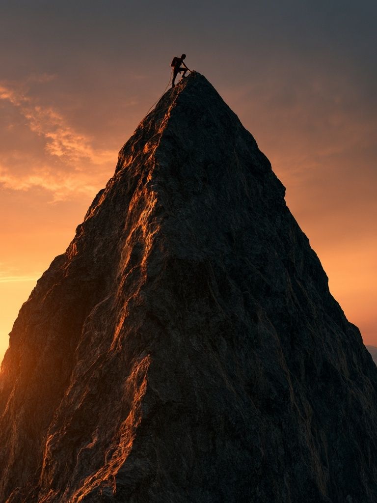 Alpine Climber at Sunset Photography Poster. poster detail