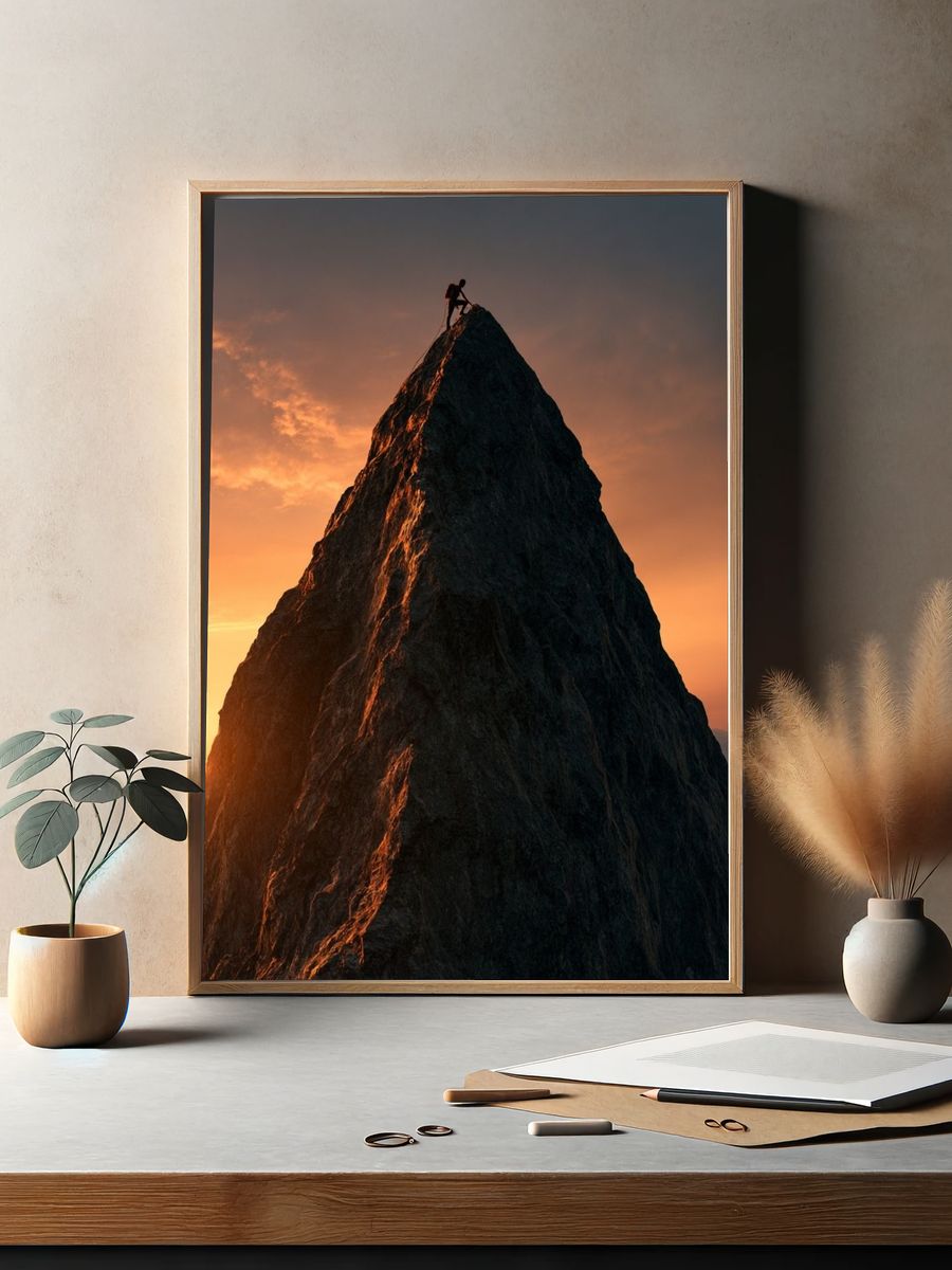 Alpine Climber at Sunset Photography Poster. — room view 2