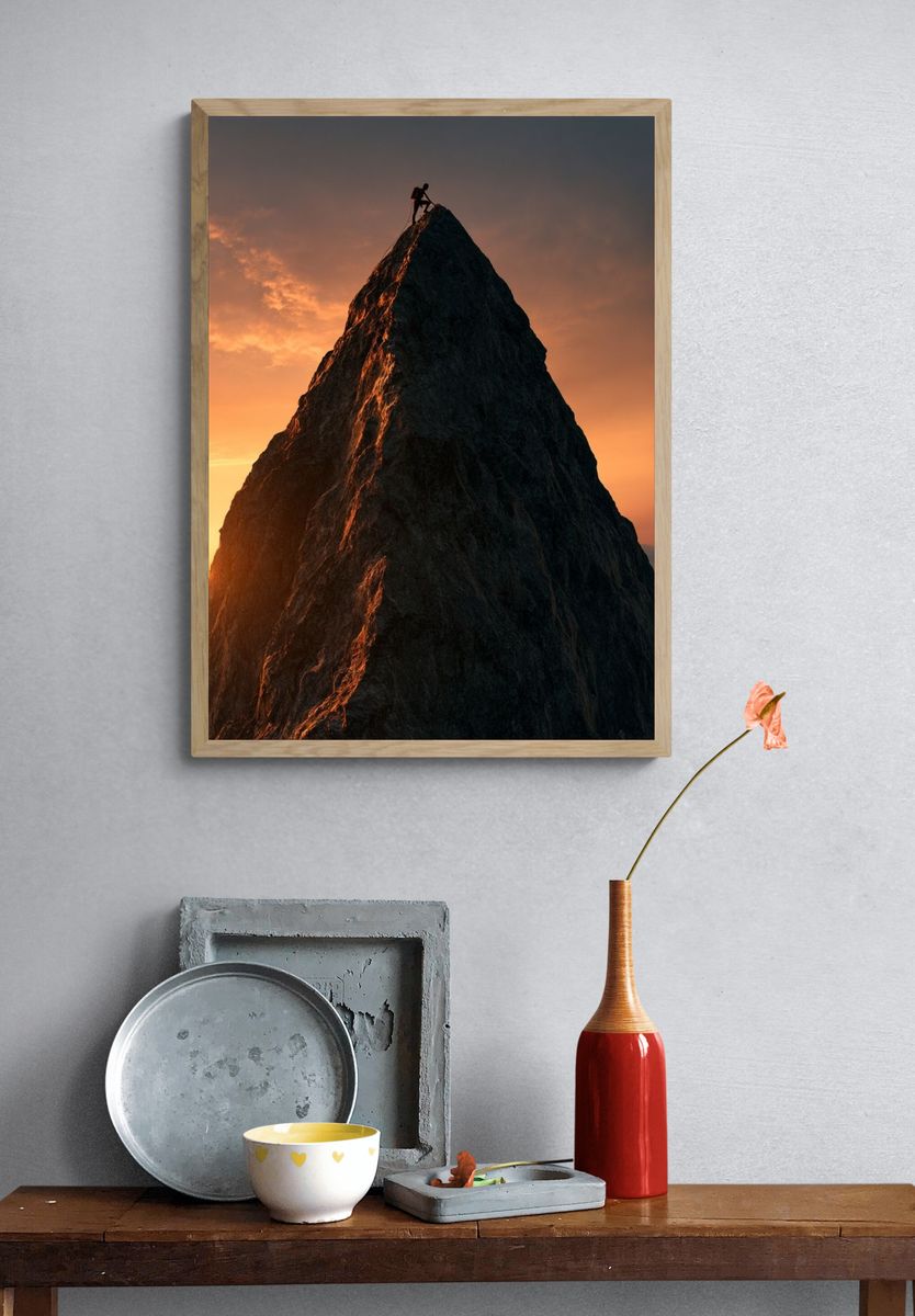 Alpine Climber at Sunset Photography Poster. — room view 3